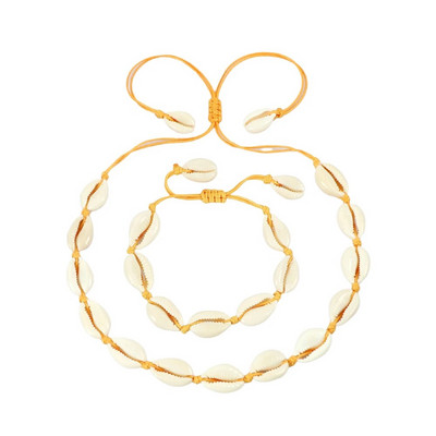 Hot Sell Σετ βραχιόλι κολιέ με φυσικά κοχύλια Bohemian Sea Beach Conch Cowrie Choker Shell Γυναικεία καλοκαιρινά χειροποίητα κοσμήματα