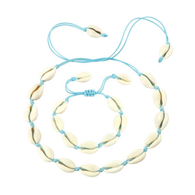 Hot Sell Σετ βραχιόλι κολιέ με φυσικά κοχύλια Bohemian Sea Beach Conch Cowrie Choker Shell Γυναικεία καλοκαιρινά χειροποίητα κοσμήματα