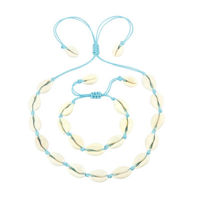 Hot Sell Σετ βραχιόλι κολιέ με φυσικά κοχύλια Bohemian Sea Beach Conch Cowrie Choker Shell Γυναικεία καλοκαιρινά χειροποίητα κοσμήματα