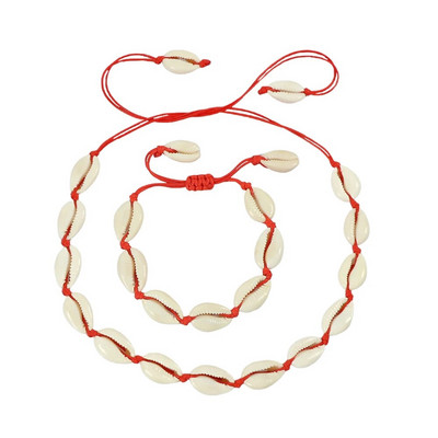 Hot Sell Σετ βραχιόλι κολιέ με φυσικά κοχύλια Bohemian Sea Beach Conch Cowrie Choker Shell Γυναικεία καλοκαιρινά χειροποίητα κοσμήματα