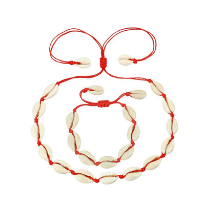 Hot Sell Σετ βραχιόλι κολιέ με φυσικά κοχύλια Bohemian Sea Beach Conch Cowrie Choker Shell Γυναικεία καλοκαιρινά χειροποίητα κοσμήματα