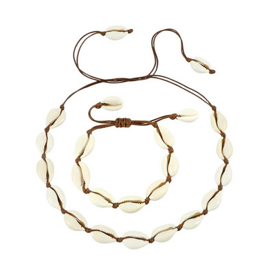 Hot Sell Σετ βραχιόλι κολιέ με φυσικά κοχύλια Bohemian Sea Beach Conch Cowrie Choker Shell Γυναικεία καλοκαιρινά χειροποίητα κοσμήματα