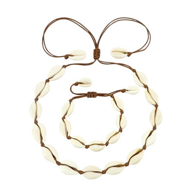 Hot Sell Σετ βραχιόλι κολιέ με φυσικά κοχύλια Bohemian Sea Beach Conch Cowrie Choker Shell Γυναικεία καλοκαιρινά χειροποίητα κοσμήματα