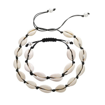 Hot Sell Σετ βραχιόλι κολιέ με φυσικά κοχύλια Bohemian Sea Beach Conch Cowrie Choker Shell Γυναικεία καλοκαιρινά χειροποίητα κοσμήματα