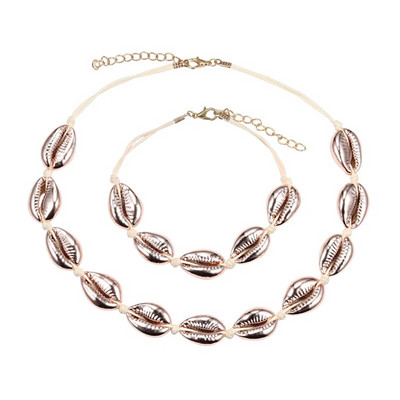 Hot Sell Σετ βραχιόλι κολιέ με φυσικά κοχύλια Bohemian Sea Beach Conch Cowrie Choker Shell Γυναικεία καλοκαιρινά χειροποίητα κοσμήματα