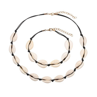 Hot Sell Σετ βραχιόλι κολιέ με φυσικά κοχύλια Bohemian Sea Beach Conch Cowrie Choker Shell Γυναικεία καλοκαιρινά χειροποίητα κοσμήματα