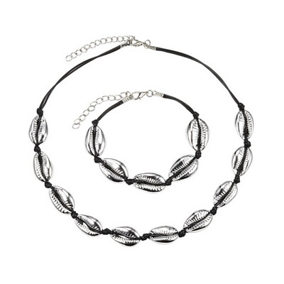 Hot Sell Σετ βραχιόλι κολιέ με φυσικά κοχύλια Bohemian Sea Beach Conch Cowrie Choker Shell Γυναικεία καλοκαιρινά χειροποίητα κοσμήματα