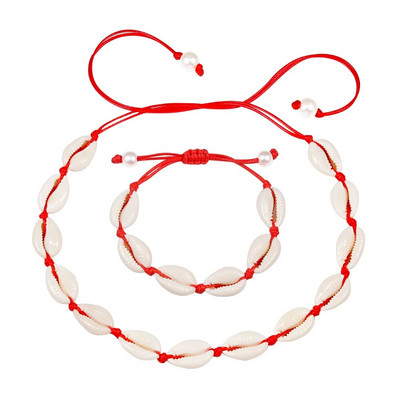 Hot Sell Σετ βραχιόλι κολιέ με φυσικά κοχύλια Bohemian Sea Beach Conch Cowrie Choker Shell Γυναικεία καλοκαιρινά χειροποίητα κοσμήματα