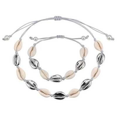 Hot Sell Σετ βραχιόλι κολιέ με φυσικά κοχύλια Bohemian Sea Beach Conch Cowrie Choker Shell Γυναικεία καλοκαιρινά χειροποίητα κοσμήματα