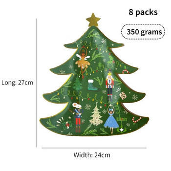 8 Guest Χριστουγεννιάτικο θέμα Χάρτινο πιάτο μιας χρήσης σε σχήμα χριστουγεννιάτικου δέντρου Καλά Χριστούγεννα Διακόσμηση Δίσκος μπομπονιών για ενήλικες Happy New Year 2023