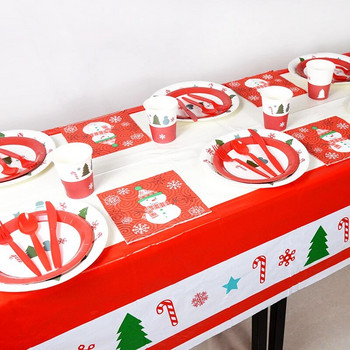 Коледни съдове за еднократна употреба Чинии Чаши Салфетка Natal Noel Navidad 2024 Нова Година Коледа Домашно парти Консумативи за декорация на маса
