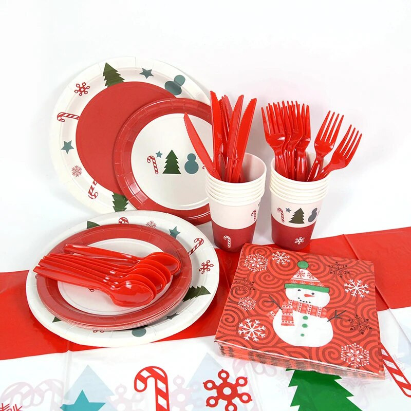 Χριστουγεννιάτικα επιτραπέζια σκεύη μιας χρήσης Φλιτζάνια χαρτοπετσέτας Natal Noel Navidad 2024 Πρωτοχρονιά Χριστουγεννιάτικα είδη διακόσμησης τραπεζιού για πάρτι σπιτιού