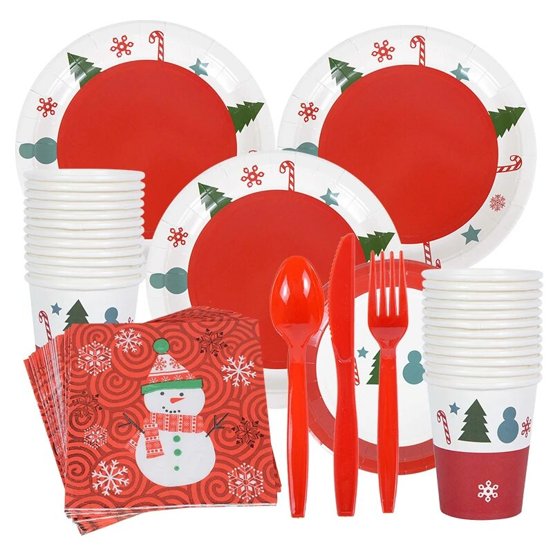 Χριστουγεννιάτικα επιτραπέζια σκεύη μιας χρήσης Φλιτζάνια χαρτοπετσέτας Natal Noel Navidad 2024 Πρωτοχρονιά Χριστουγεννιάτικα είδη διακόσμησης τραπεζιού για πάρτι σπιτιού