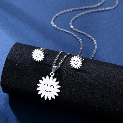 ΝΕΟ Σετ σκουλαρίκια Κολιέ από ανοξείδωτο ατσάλι Light Luxury Heart μενταγιόν γούρι Κορεατικό κολιέ μόδας για γυναίκες Κοσμήματα Δώρο TZ133