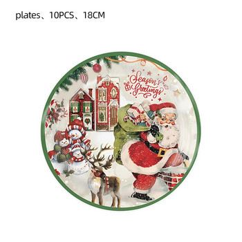 10 Guests Θέμα Χριστουγεννιάτικου πάρτι Επιτραπέζια σκεύη μιας χρήσης Santa Cluas Elk Χιονάνθρωπος Πιάτα Πετσέτα κούπα Χαρούμενα Χριστούγεννα Διακόσμηση Noel Navidad