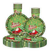 Πράσινο χριστουγεννιάτικο πάρτι Επιτραπέζια σκεύη μιας χρήσης Cartoon Πιάτα Άγιου Βασίλη Φλιτζάνια Χαρτοχριστουγεννιάτικη διακόσμηση Navidad Καλή Χρονιά