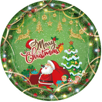 Πράσινο χριστουγεννιάτικο πάρτι Επιτραπέζια σκεύη μιας χρήσης Cartoon Πιάτα Άγιου Βασίλη Φλιτζάνια Χαρτοχριστουγεννιάτικη διακόσμηση Navidad Καλή Χρονιά