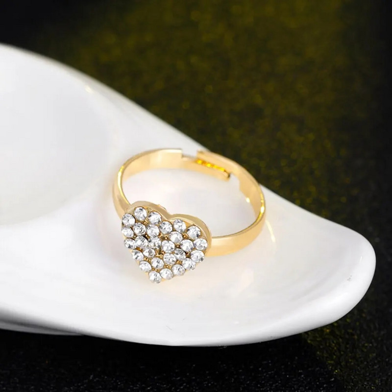 5 τεμάχια κοστούμι Love Jewelry Creative Simple Temperament Γυναικεία κοσμήματα Κολιέ με δαχτυλίδι από κράμα στρας Κοσμήματα για γυναίκες