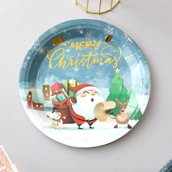 10 Guests Χριστουγεννιάτικα σετ επιτραπέζια σκεύη μιας χρήσης Cartoon Άγιος Βασίλης Χριστουγεννιάτικο δέντρο με νιφάδες χιονιού χαρτοπετσέτες Χαρούμενα Χριστούγεννα διακόσμηση για το σπίτι