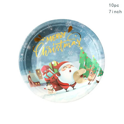 10 Guests Χριστουγεννιάτικα σετ επιτραπέζια σκεύη μιας χρήσης Cartoon Άγιος Βασίλης Χριστουγεννιάτικο δέντρο με νιφάδες χιονιού χαρτοπετσέτες Χαρούμενα Χριστούγεννα διακόσμηση για το σπίτι
