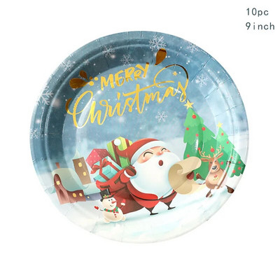 10 Guests Χριστουγεννιάτικα σετ επιτραπέζια σκεύη μιας χρήσης Cartoon Άγιος Βασίλης Χριστουγεννιάτικο δέντρο με νιφάδες χιονιού χαρτοπετσέτες Χαρούμενα Χριστούγεννα διακόσμηση για το σπίτι