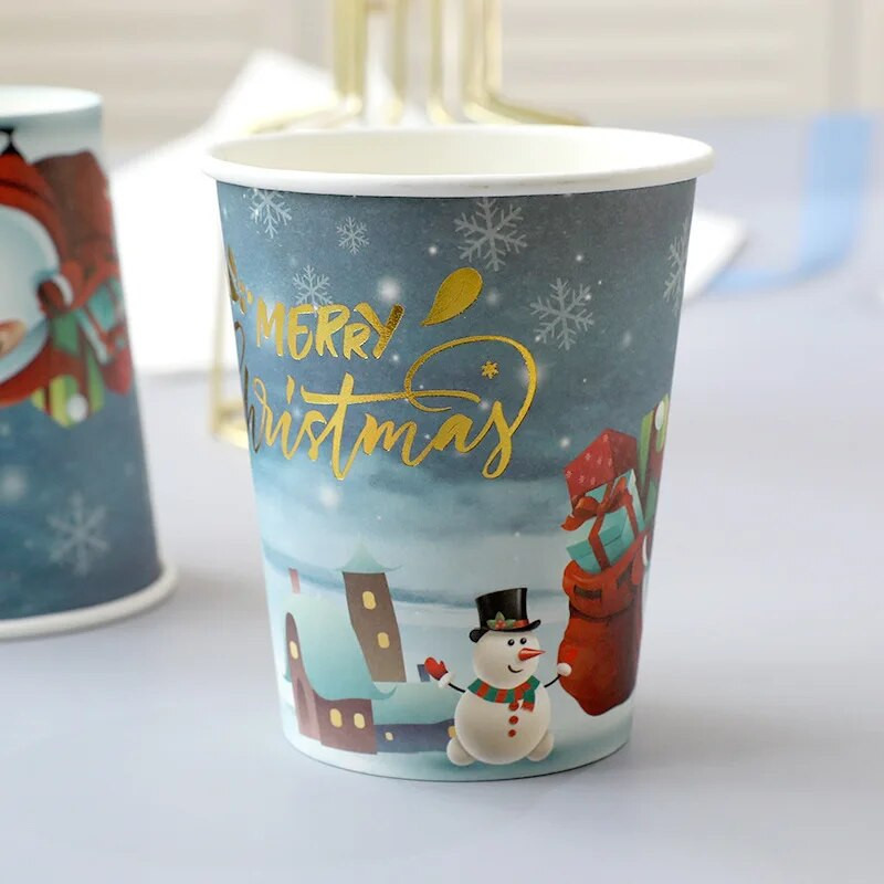 10 Guests Χριστουγεννιάτικα σετ επιτραπέζια σκεύη μιας χρήσης Cartoon Άγιος Βασίλης Χριστουγεννιάτικο δέντρο με νιφάδες χιονιού χαρτοπετσέτες Χαρούμενα Χριστούγεννα διακόσμηση για το σπίτι