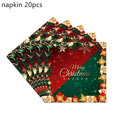 8 τμχ Merry Christmas Theme Party Χάρτινα πιάτα μιας χρήσης Φλιτζάνια Χαρτοπετσέτες Τραπεζομάντιλο Χριστουγεννιάτικα σερβίτσια Προμήθειες Διακόσμηση