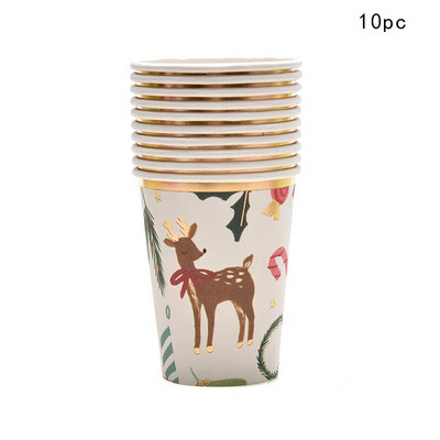 2023 Νέο χριστουγεννιάτικο πάρτι Επιτραπέζια σκεύη μιας χρήσης Χάρτινα πιάτα με μοτίβο ελαφιού μπρονζέ Κύπελλα Χαρτοπετσέτες Άγιου Βασίλη Χαρούμενα Χριστούγεννα