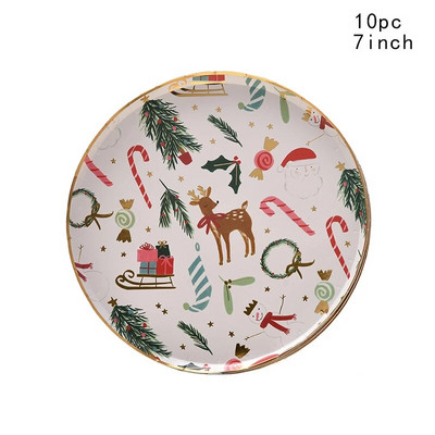 2023 Νέο χριστουγεννιάτικο πάρτι Επιτραπέζια σκεύη μιας χρήσης Χάρτινα πιάτα με μοτίβο ελαφιού μπρονζέ Κύπελλα Χαρτοπετσέτες Άγιου Βασίλη Χαρούμενα Χριστούγεννα