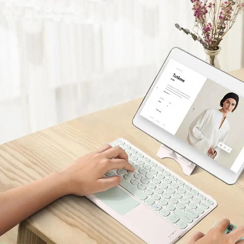 Ποντίκι πληκτρολογίου Bluetooth με επιφάνεια αφής για iPad Xiaomi Pad5 Samsung Huawei Tablet φορητό ασύρματο Mini Teclados Κορεάτικα Ισπανικά