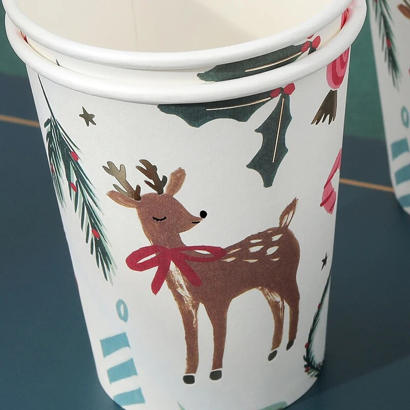Χριστουγεννιάτικο χάρτινο μπρονζέ κύπελλο μιας χρήσης με θέμα το πάρτι διακόσμηση Κύπελλο ελαφιού Mori