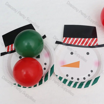 8 τμχ Χαριτωμένα χριστουγεννιάτικα επιτραπέζια σκεύη μιας χρήσης Χιονάνθρωποι Αϊ-Βασίλη Χάρτινο Πιάτο Δείπνου Γιορταστικά Εορταστικά Διακοσμητικά πάρτι γενεθλίων Προμήθειες