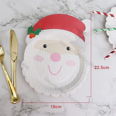 8 τμχ Χαριτωμένα χριστουγεννιάτικα επιτραπέζια σκεύη μιας χρήσης Χιονάνθρωποι Αϊ-Βασίλη Χάρτινο Πιάτο Δείπνου Γιορταστικά Εορταστικά Διακοσμητικά πάρτι γενεθλίων Προμήθειες