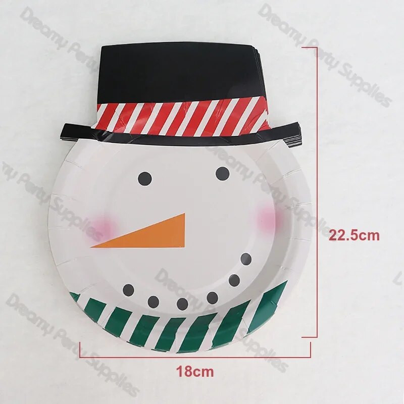 8 τμχ Χαριτωμένα χριστουγεννιάτικα επιτραπέζια σκεύη μιας χρήσης Χιονάνθρωποι Αϊ-Βασίλη Χάρτινο Πιάτο Δείπνου Γιορταστικά Εορταστικά Διακοσμητικά πάρτι γενεθλίων Προμήθειες