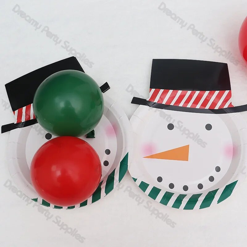 8 τμχ Χαριτωμένα χριστουγεννιάτικα επιτραπέζια σκεύη μιας χρήσης Χιονάνθρωποι Αϊ-Βασίλη Χάρτινο Πιάτο Δείπνου Γιορταστικά Εορταστικά Διακοσμητικά πάρτι γενεθλίων Προμήθειες