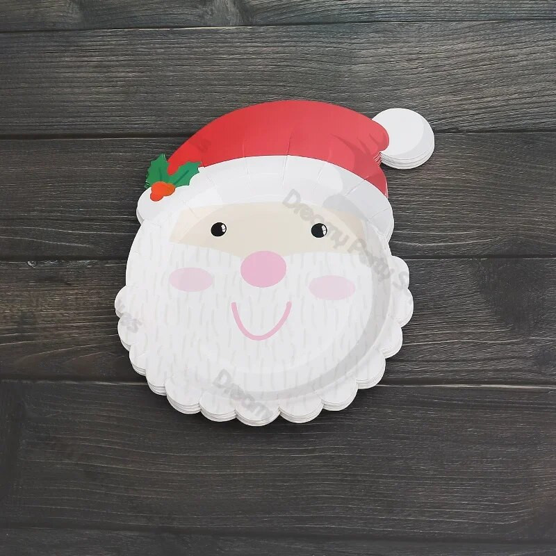 8 τμχ Χαριτωμένα χριστουγεννιάτικα επιτραπέζια σκεύη μιας χρήσης Χιονάνθρωποι Αϊ-Βασίλη Χάρτινο Πιάτο Δείπνου Γιορταστικά Εορταστικά Διακοσμητικά πάρτι γενεθλίων Προμήθειες