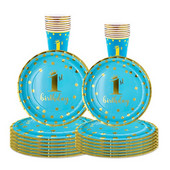 Επιτραπέζια σκεύη μιας χρήσης 1ο γενέθλιο Παιδικό πανό Χρόνια πολλά 1 Αγόρι 1 έτους