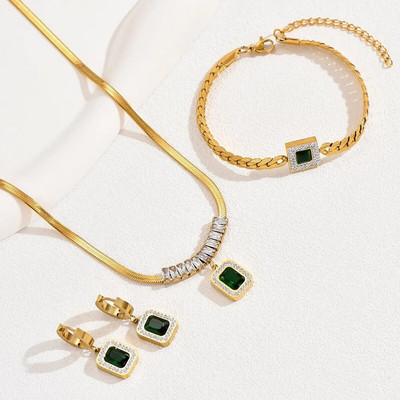 Φύλλο Floral τετράγωνο κοσμηματοπωλείο με ρυθμιζόμενη αλυσίδα φιδιού χάλκινο ζιργκόν για γυναίκα σε μοντέρνο πάρτι καθημερινά