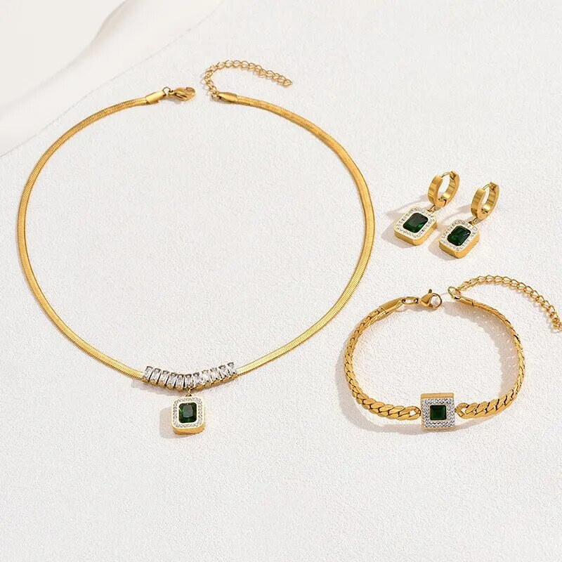 Φύλλο Floral τετράγωνο κοσμηματοπωλείο με ρυθμιζόμενη αλυσίδα φιδιού χάλκινο ζιργκόν για γυναίκα σε μοντέρνο πάρτι καθημερινά