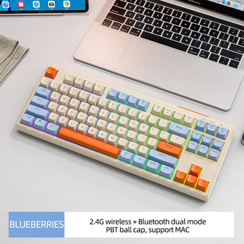 87 клавиша Акумулаторна клавиатура Безжичен Bluetooth за MacBook iPad PC лаптоп RGB Backlit MINI розови настолни компютри аксесоари за игри