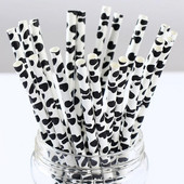 25 τεμ. Μαύρο λευκό χαρτί αγελάδας με μοτίβο αγελάδας Drinking Straw Jungle Theme Decor Party Καλαμάκια Παιδική χειροτεχνία Προμήθειες χυμού αγελάδας