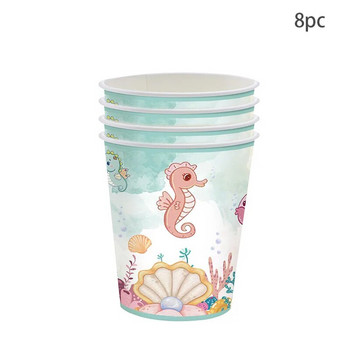 8 бр. New Ocean Animal Party посуда Детски принадлежности за рожден ден Сладък морски октопод Хартиени чинии за еднократна употреба Честит рожден ден