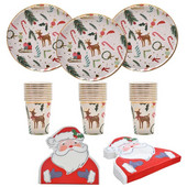 8 τμχ Χρυσό Σφραγίδα Άγιος Βασίλης Τάρανδος Χάρτινο Πιάτο Κύπελλο Χαρτοπετσέτα Επιτραπέζια σκεύη μιας χρήσης Διακοσμητικά προμήθειες Happy Christmas Party