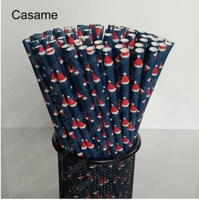 25 τμχ Χριστουγεννιάτικα χάρτινα καλαμάκια Snowflake Drinking Straw Merry Christmas Decorations Home Χριστουγεννιάτικα Πρωτοχρονιάτικα πάρτι Προμήθειες