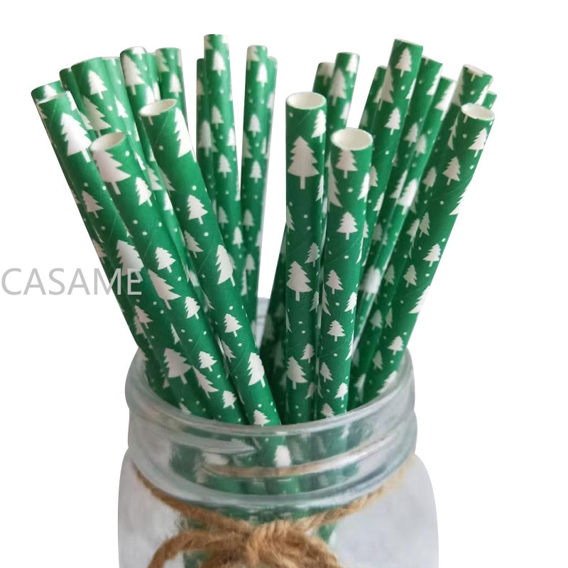25 τμχ Χριστουγεννιάτικα χάρτινα καλαμάκια Snowflake Drinking Straw Merry Christmas Decorations Home Χριστουγεννιάτικα Πρωτοχρονιάτικα πάρτι Προμήθειες