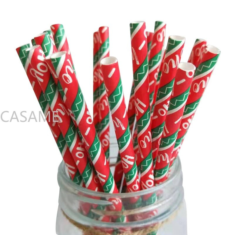 25 τμχ Χριστουγεννιάτικα χάρτινα καλαμάκια Snowflake Drinking Straw Merry Christmas Decorations Home Χριστουγεννιάτικα Πρωτοχρονιάτικα πάρτι Προμήθειες