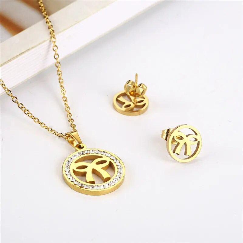 Σετ κολιέ Σκουλαρίκια από ανοξείδωτο ατσάλι Σετ κοσμημάτων Hert Lock Σετ κοσμημάτων Charm Απλή μόδα κοσμήματα αλυσίδα δώρου