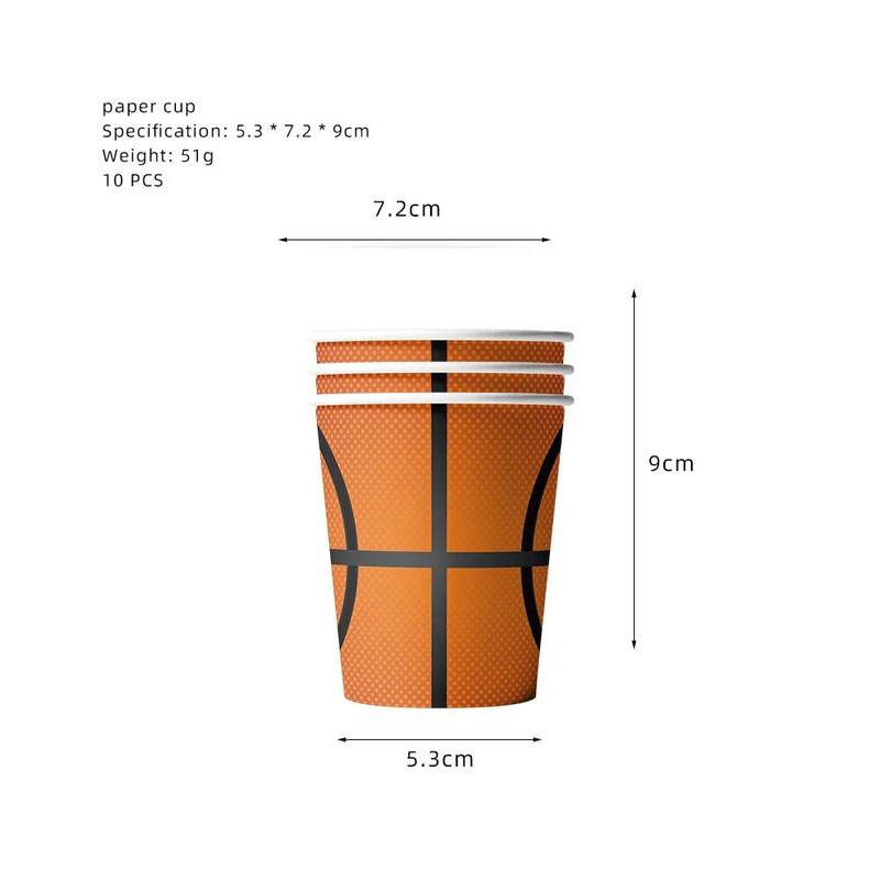 Krepšinio gimtadienio šventės dekoravimas Sportinis popierinis puodelis Lėkštės Servetėlės Dekoras Stalo reikmenys Fonas Vakarėlio reikmenys Žaislai berniukams Dovana