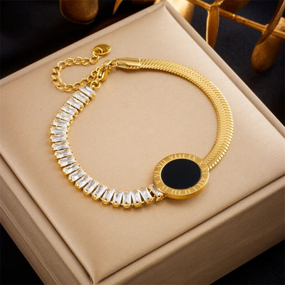 XIYANIKE 316L από ανοξείδωτο ατσάλι Νέο σμάλτο με ρωμαϊκούς αριθμούς Βραχιόλι μόδας σετ κοσμημάτων για γυναίκες Trend Δώρο Χονδρική