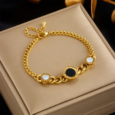 XIYANIKE 316L από ανοξείδωτο ατσάλι Νέο σμάλτο με ρωμαϊκούς αριθμούς Βραχιόλι μόδας σετ κοσμημάτων για γυναίκες Trend Δώρο Χονδρική